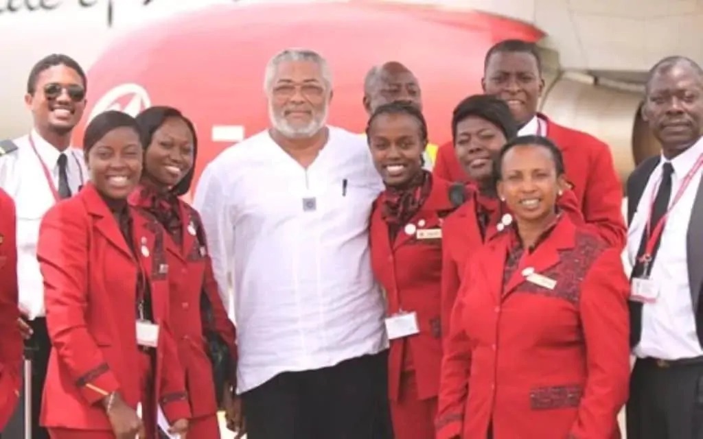 Former President Rawlings meet some Ghanaian Air Hostesses