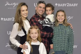 Cash Warren with his wife and children