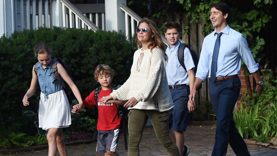 Justin Trudeau, Sophie Grégoire Trudeau, Ella-Grace Margaret Trudeau, Xavier James Trudeau, and Hadrien Trudeau