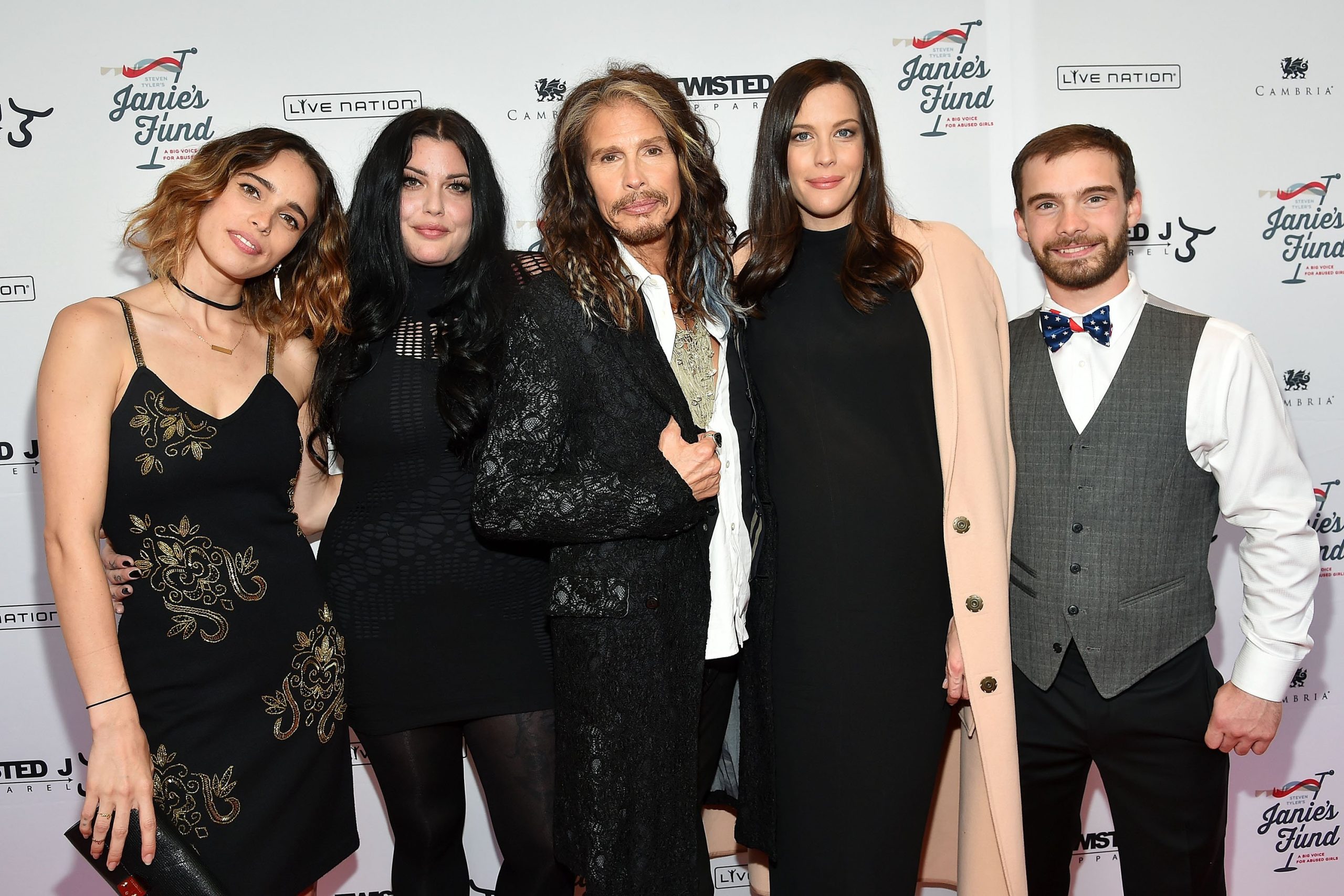 Musician Steven Tyler and his children Chelsea, Mia and Liv Tyler and Taj  Talerico attend the Steven TylerOut on a Limb concert to benefit Janie's  Fund at David Geffen Hall at Lincoln